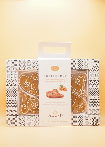 Corikeddos - Croccantini di mandorle a cuore decorati (180 g)